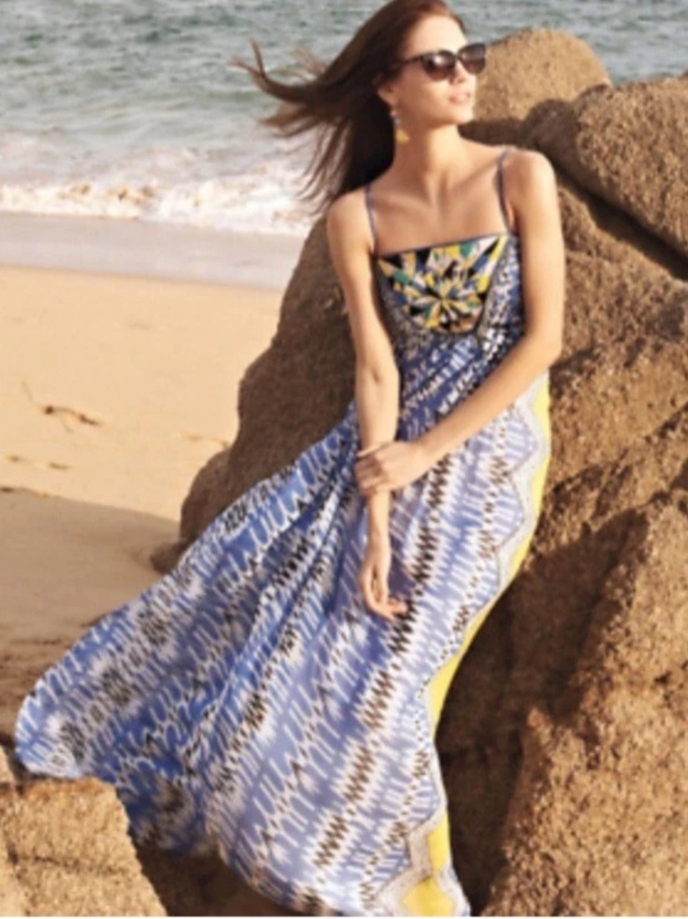 Anthropologie RANNA GILL Sunburst Beaded Maxi Dress